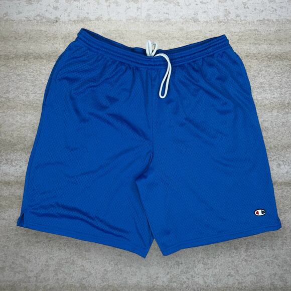 Champion Other - Champion Gym Shorts Blue Polyester Embroidered Logo Mesh 8" Inseam